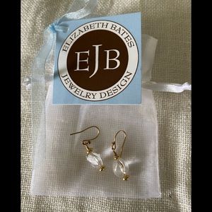 Elizabeth Bates clear quartz earrings.